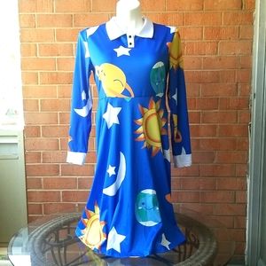 Blue Planet Earth Long Sleeve Collar Dress